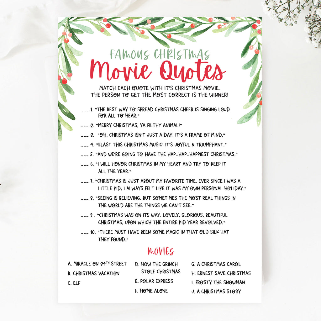 Christmas Movie Quote Game – Hello Baby Paperie
