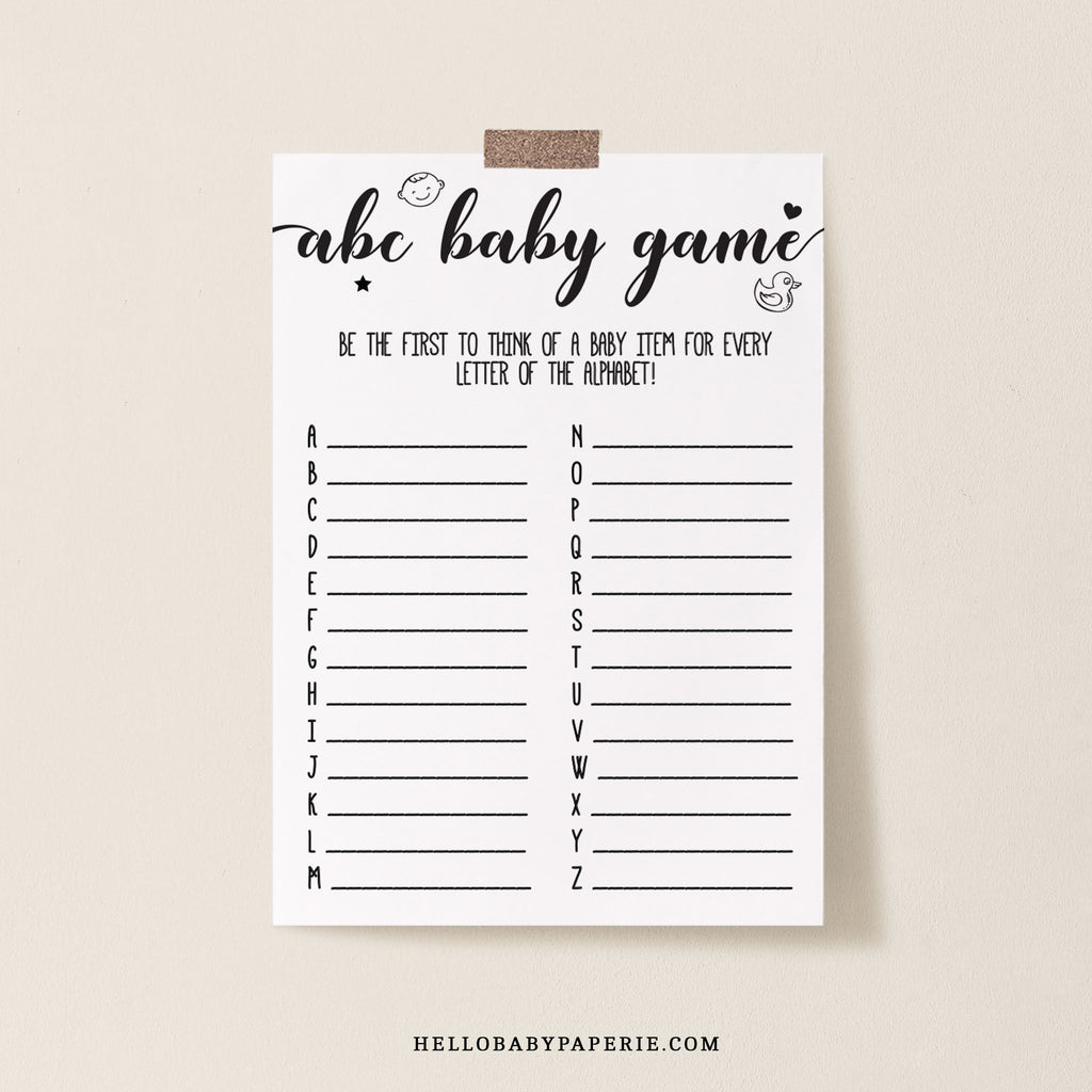 Rustic Kraft ABC Baby Game Template – Hello Baby Paperie