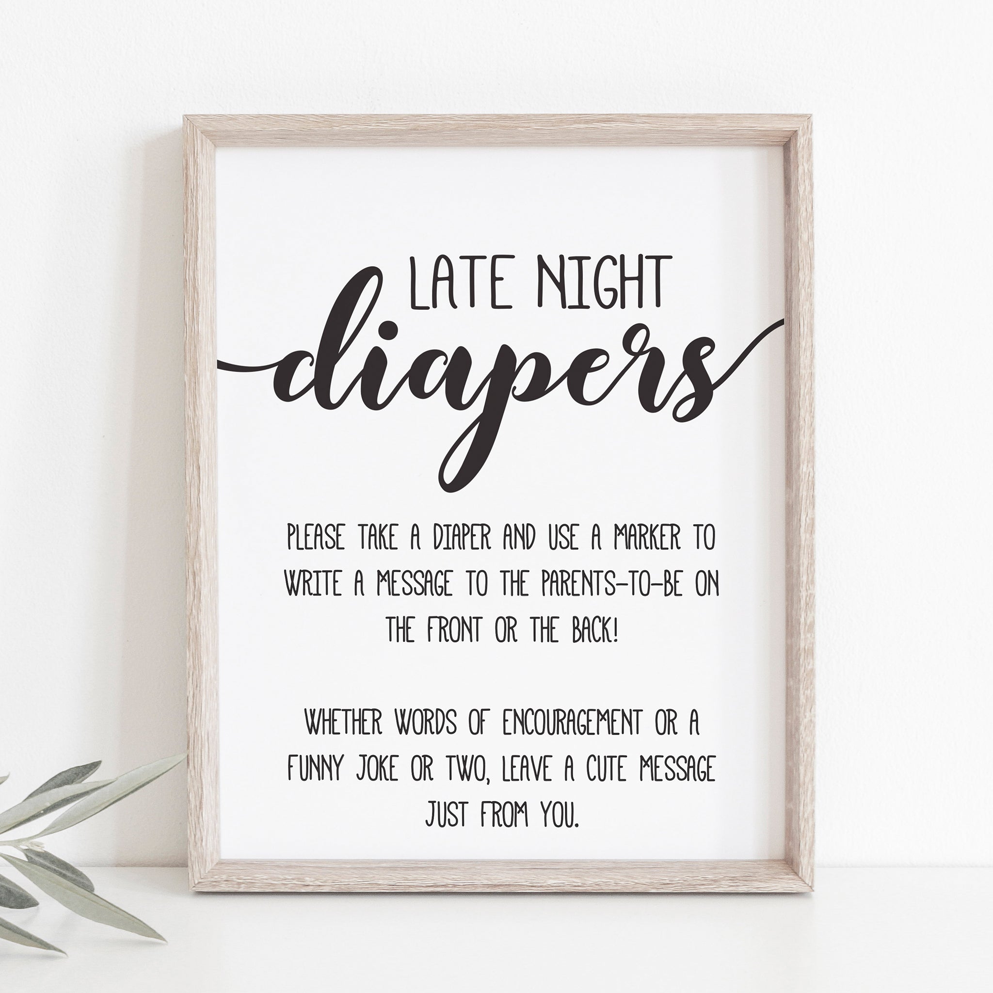 Rustic Kraft Late Night Diapers Sign Template Hello Baby Paperie