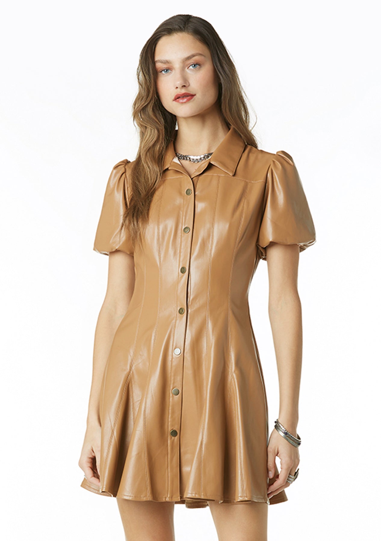 Faux Leather Shirt Dress – Dolce Cabo