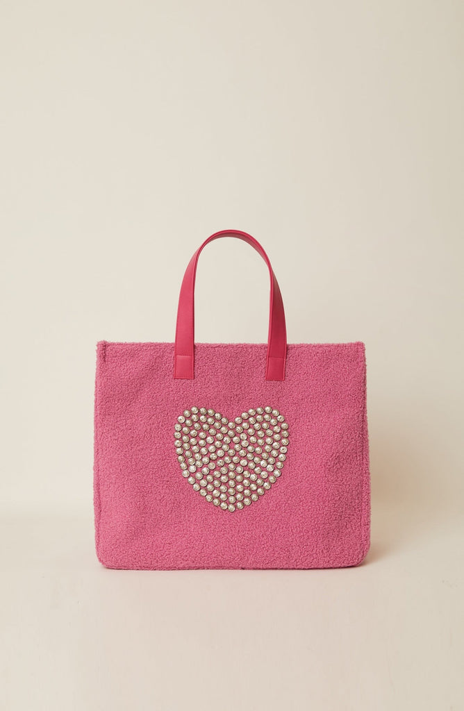 BTB Los Angeles Embroidered Heart Beach Tote Bag