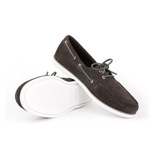 black suede boat shoes