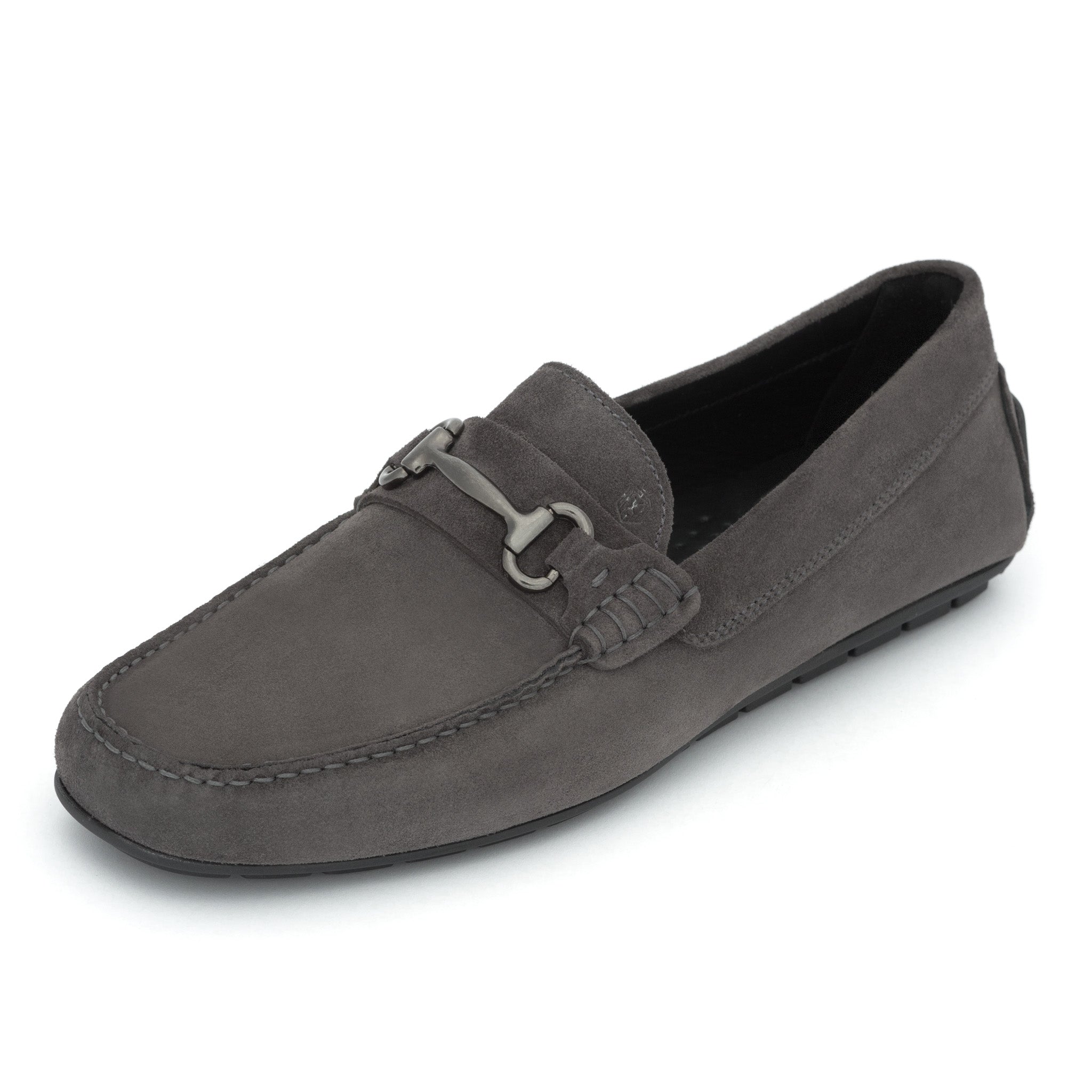 grey suede loafers