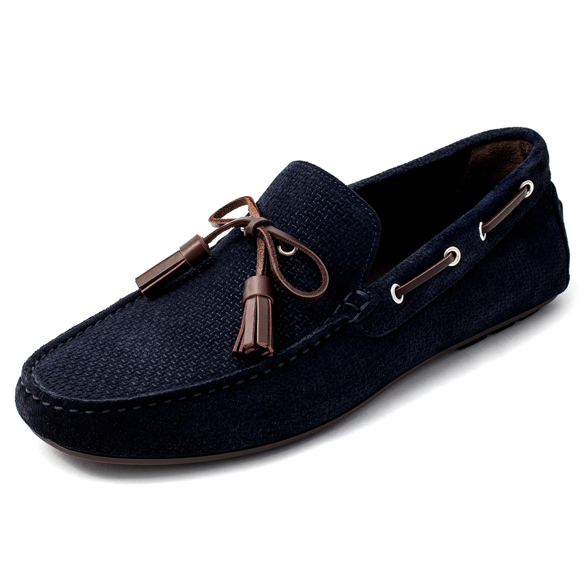 suede navy blue loafers