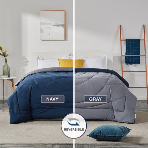 navy and gray comforter set