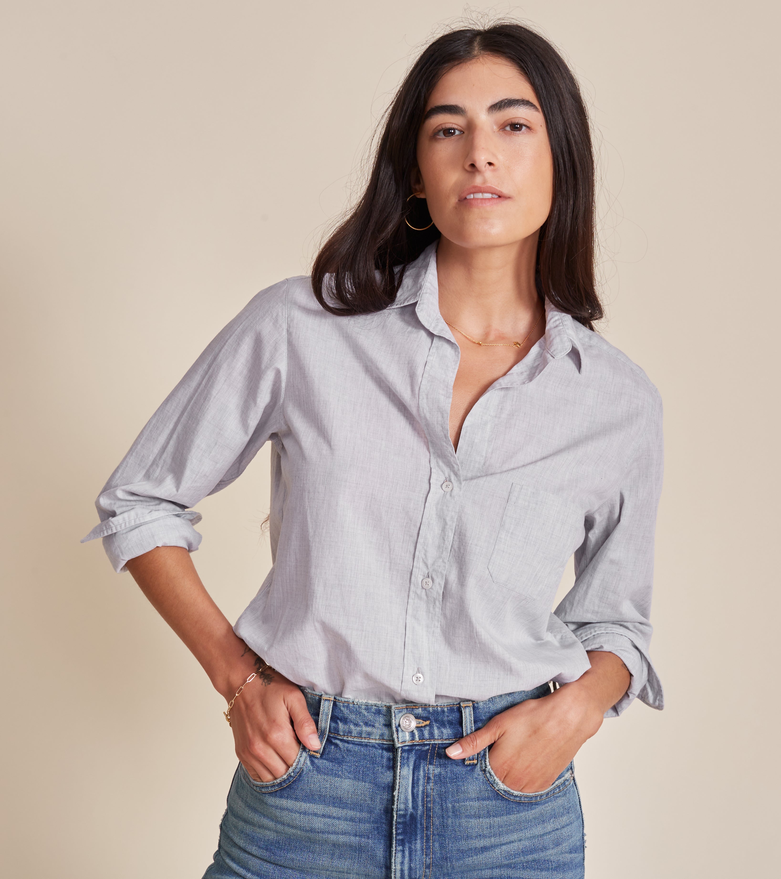 The Hero Button Up Shirt | Gray Melange, Washed Cotton