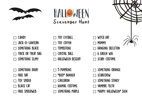 Halloween neighborhood scavenger hunt