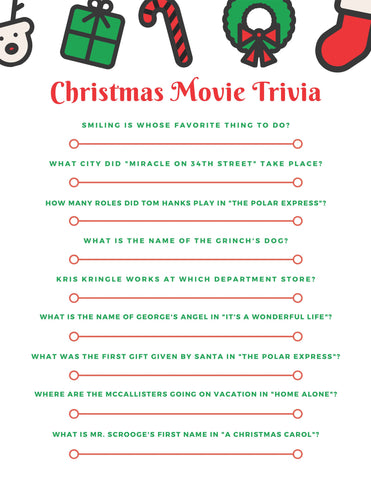 Christmas movie trivia game