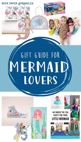 Mermaid gift guide with mermaid shoes and toys