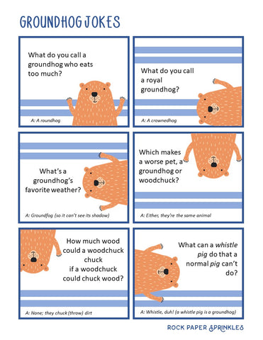 Free printable Groundhog jokes for kids