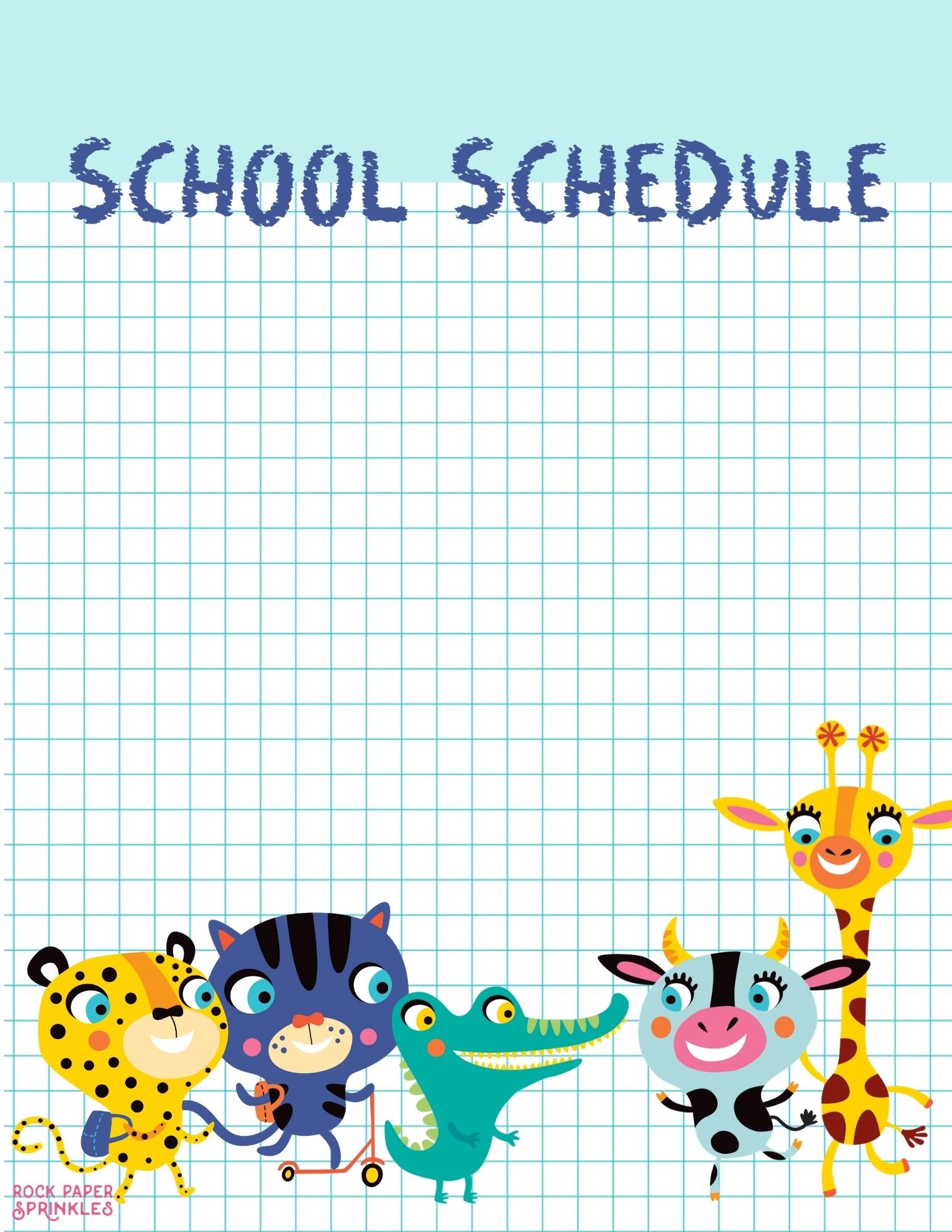 Editable School Schedule for Kids, School Supplies Theme