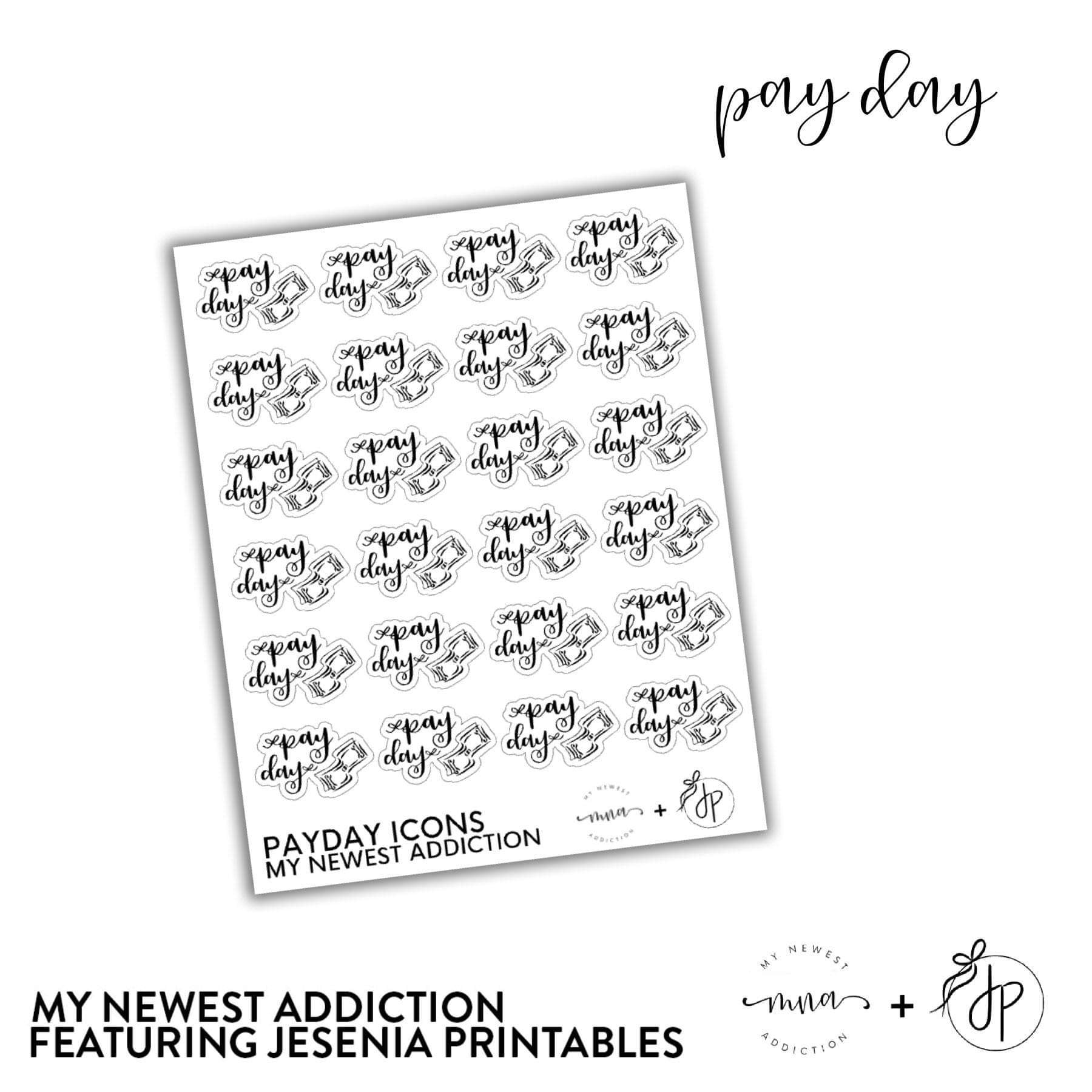 Pay Day Icons | Lettering by Jesenia Printables