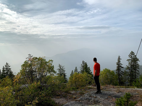 Marshall taking in the view above the smoke