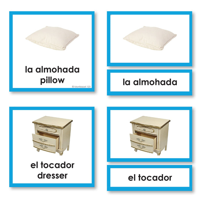 Spanish Language Things Found In A Bedroom 3 Part Cards With