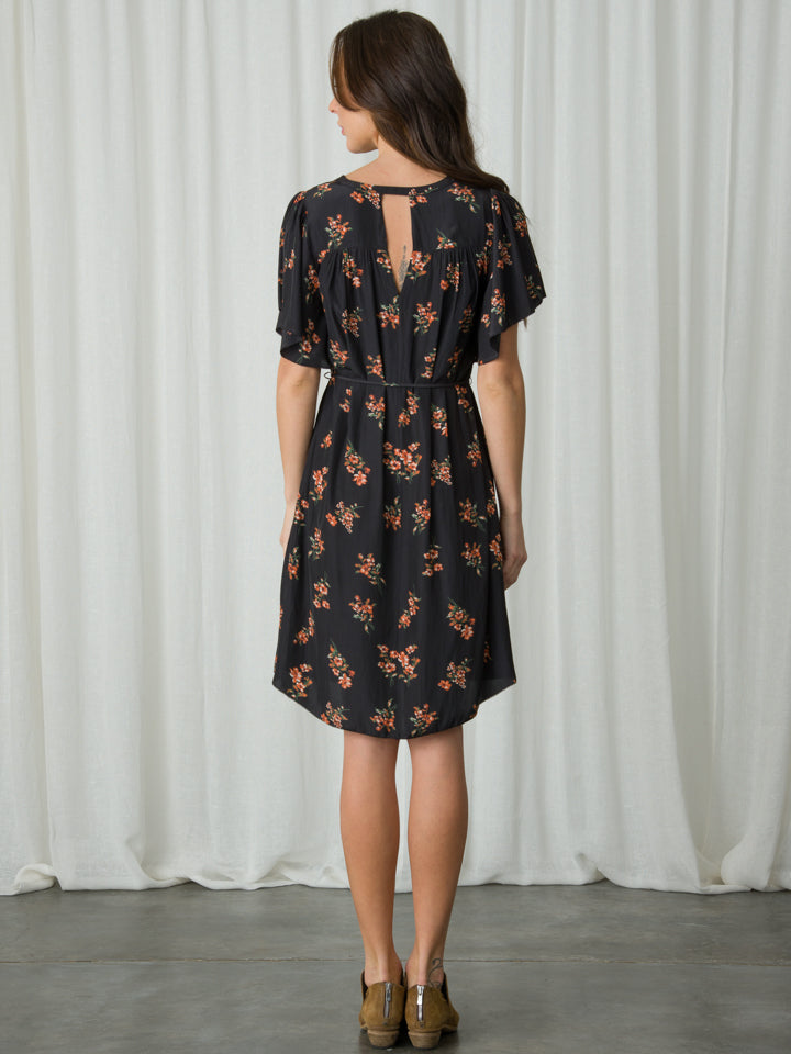 dark floral dress for fall