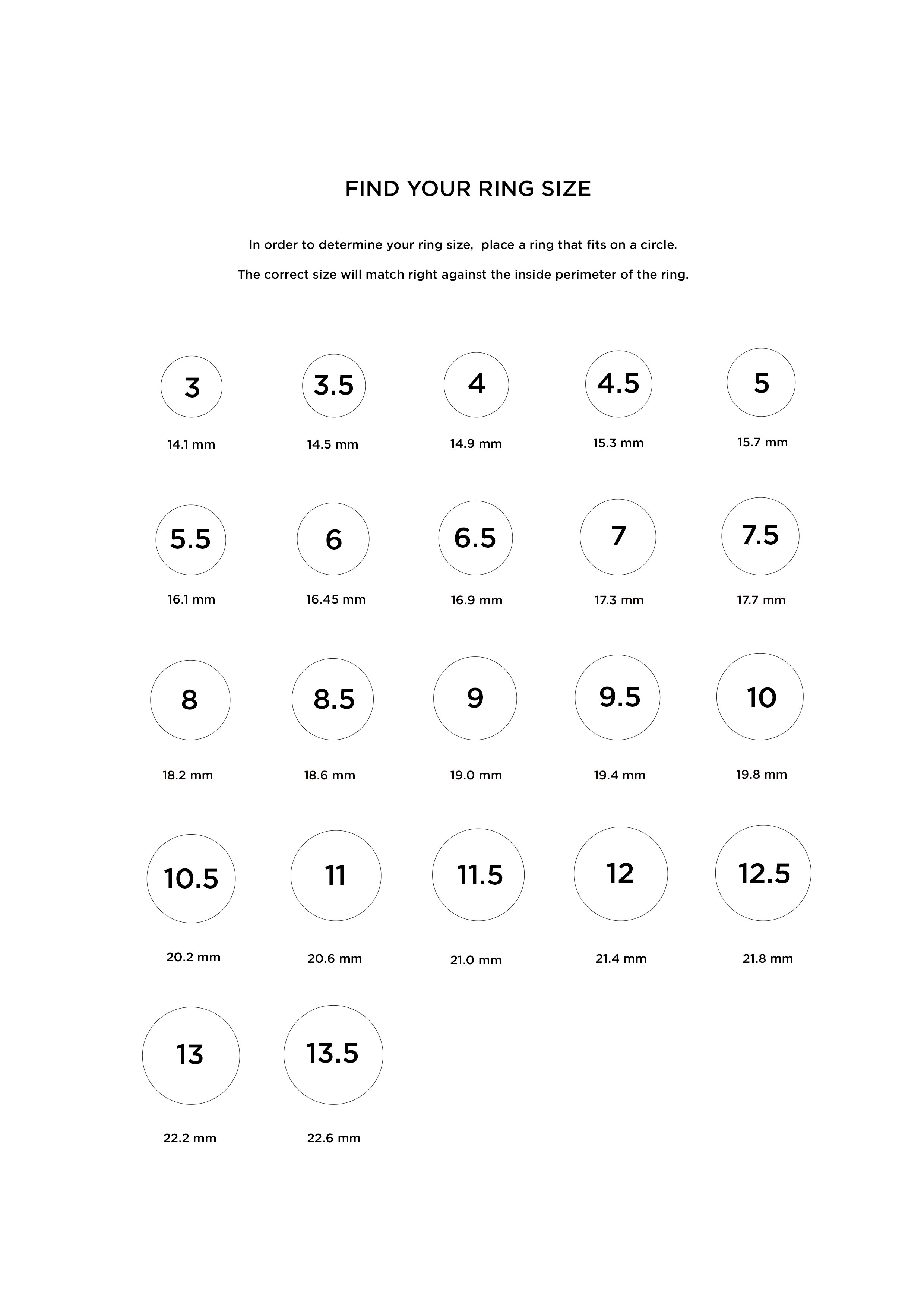 Ring Sizing Chart