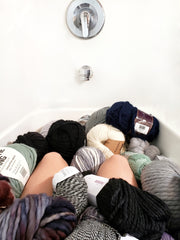 bathtub full of yarn