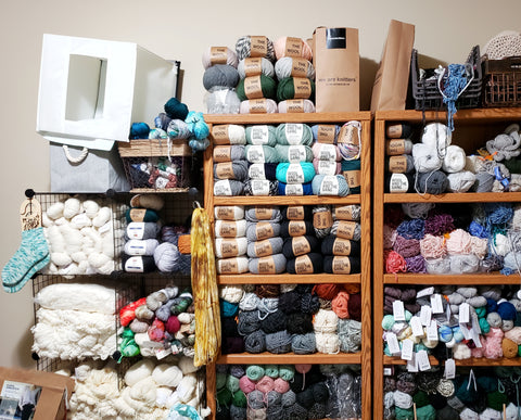 shelves of yarn