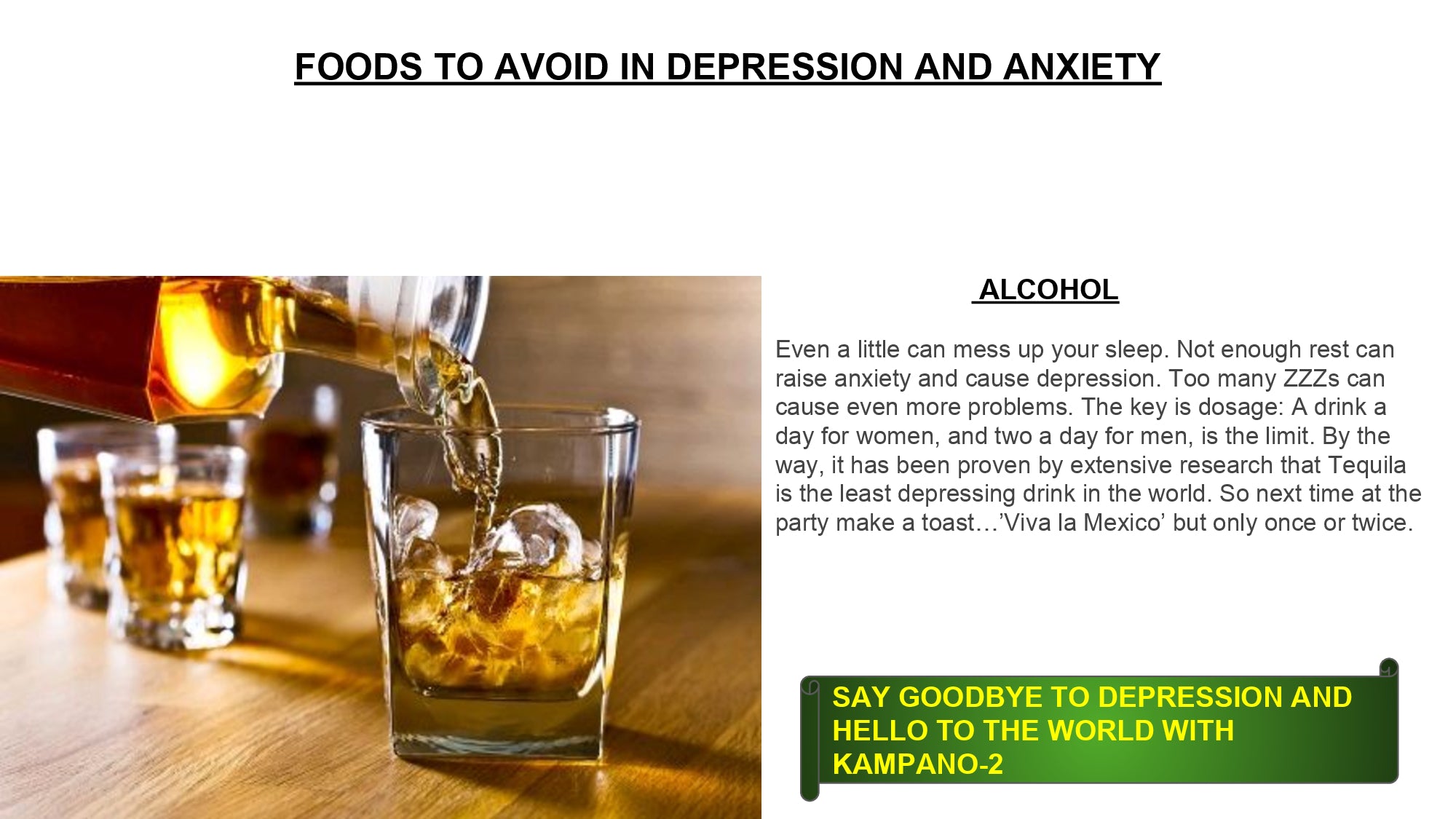 alcohol causes depression should be avoided