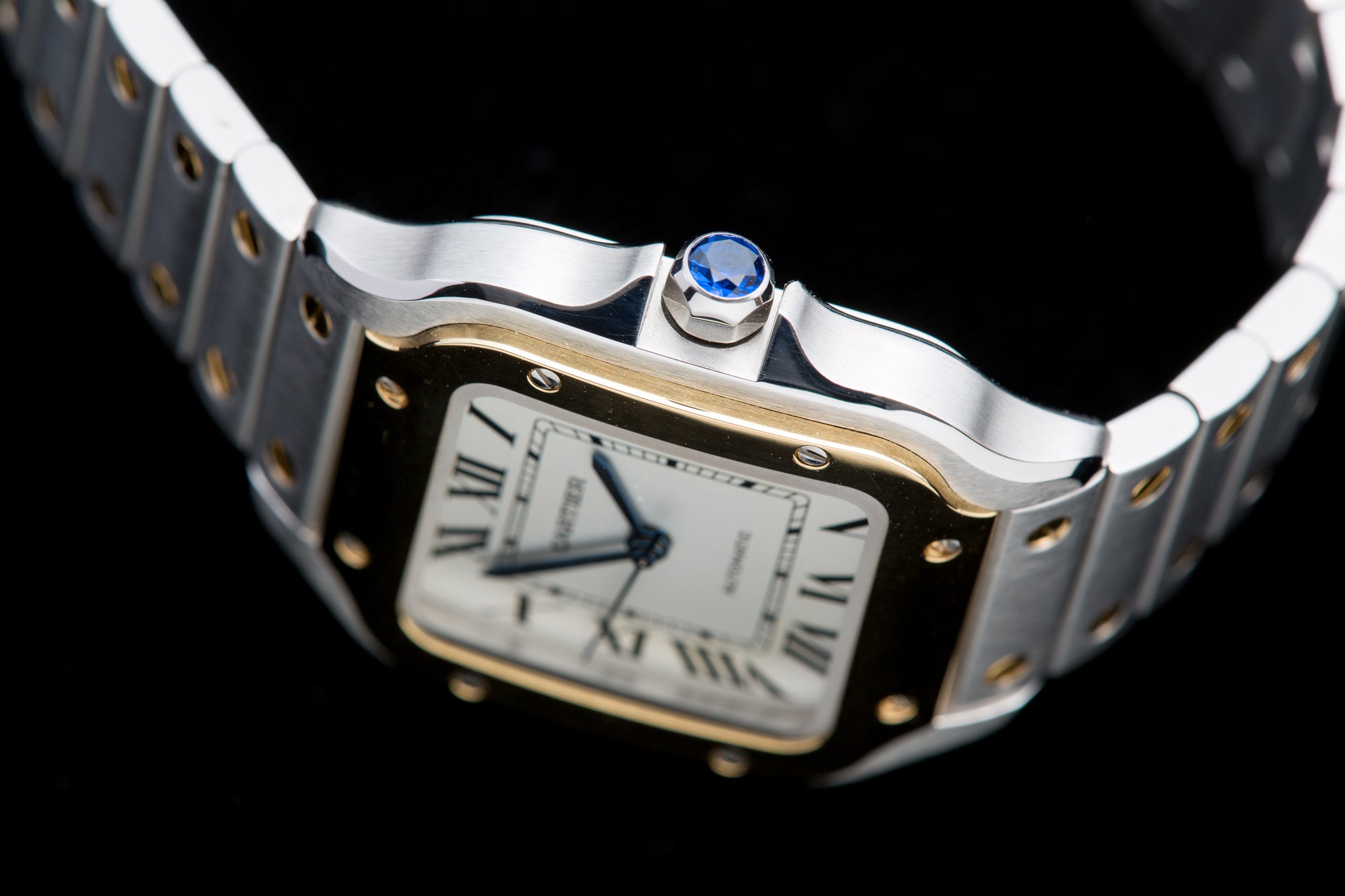 Cartier Santos Gents Mid Size 18ct Gold and Stainless Steel Unworn ...
