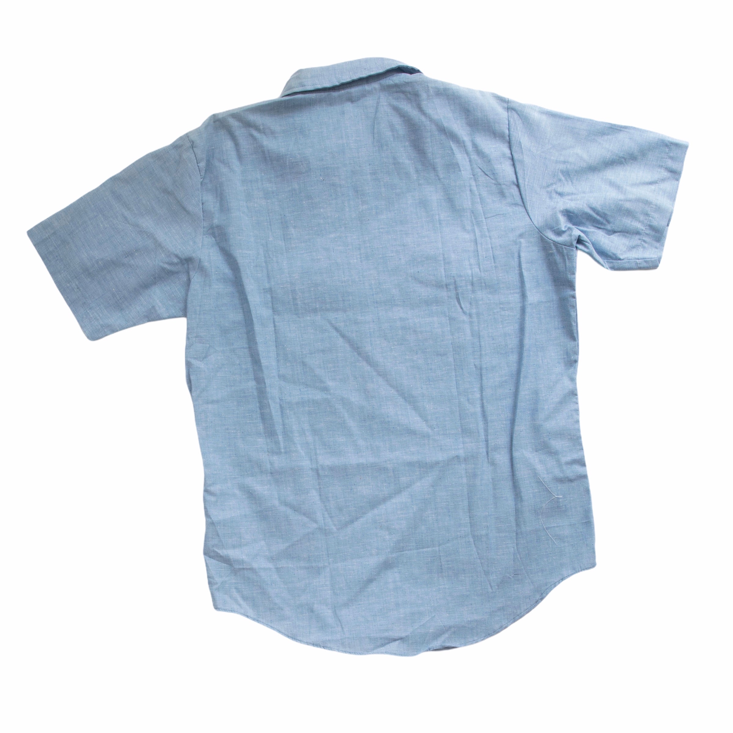 Vintage Blue Short Sleeve Work Shirt - Large