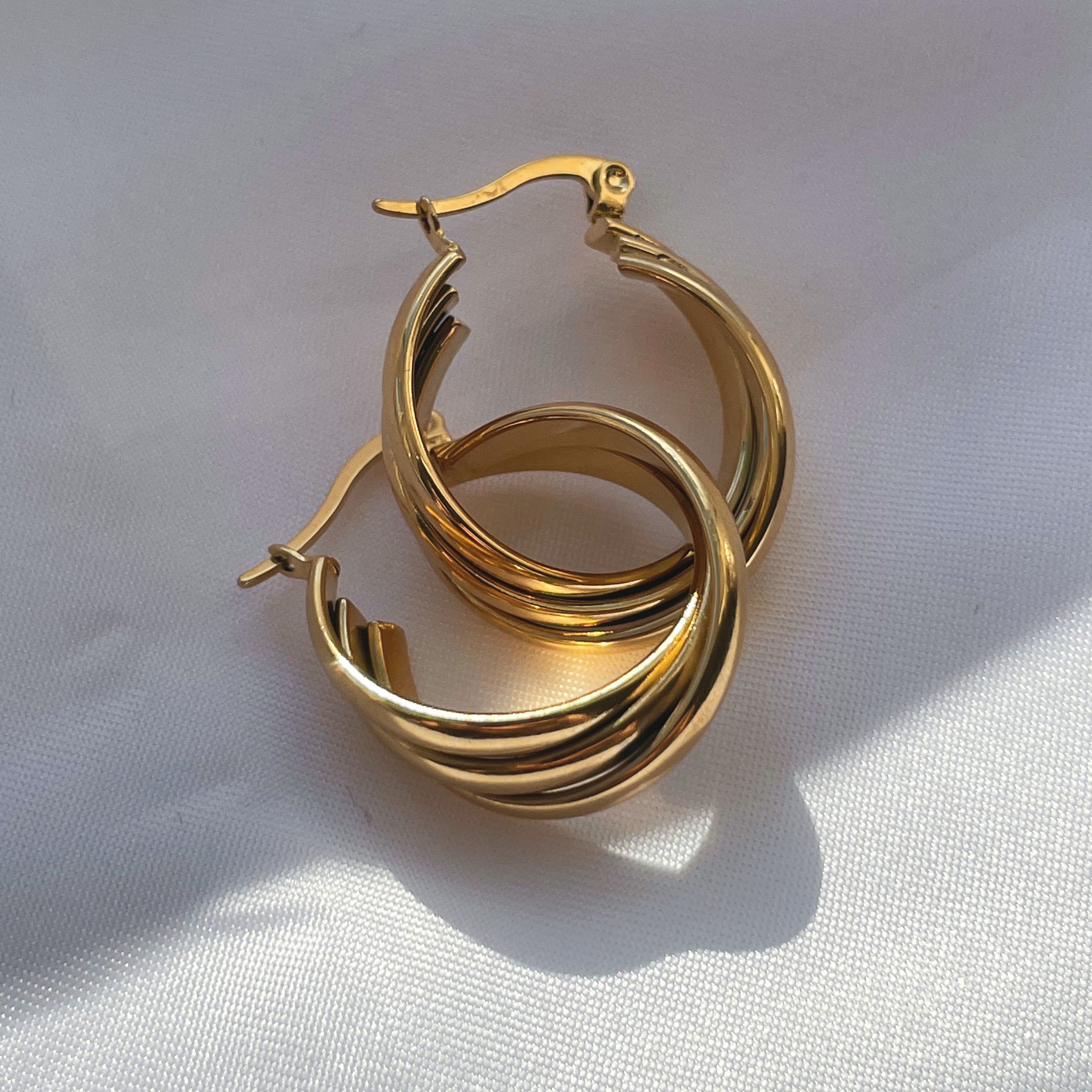 Gold Twist Hoops – Cosmic Chains