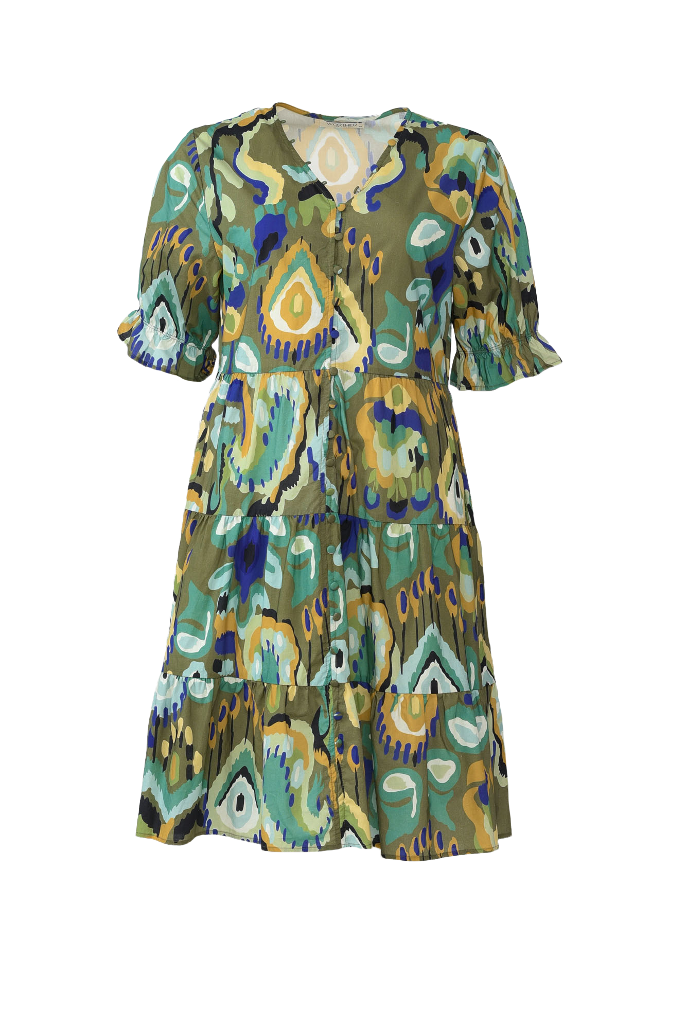 Anielle Emerald Abstract Tier Dress