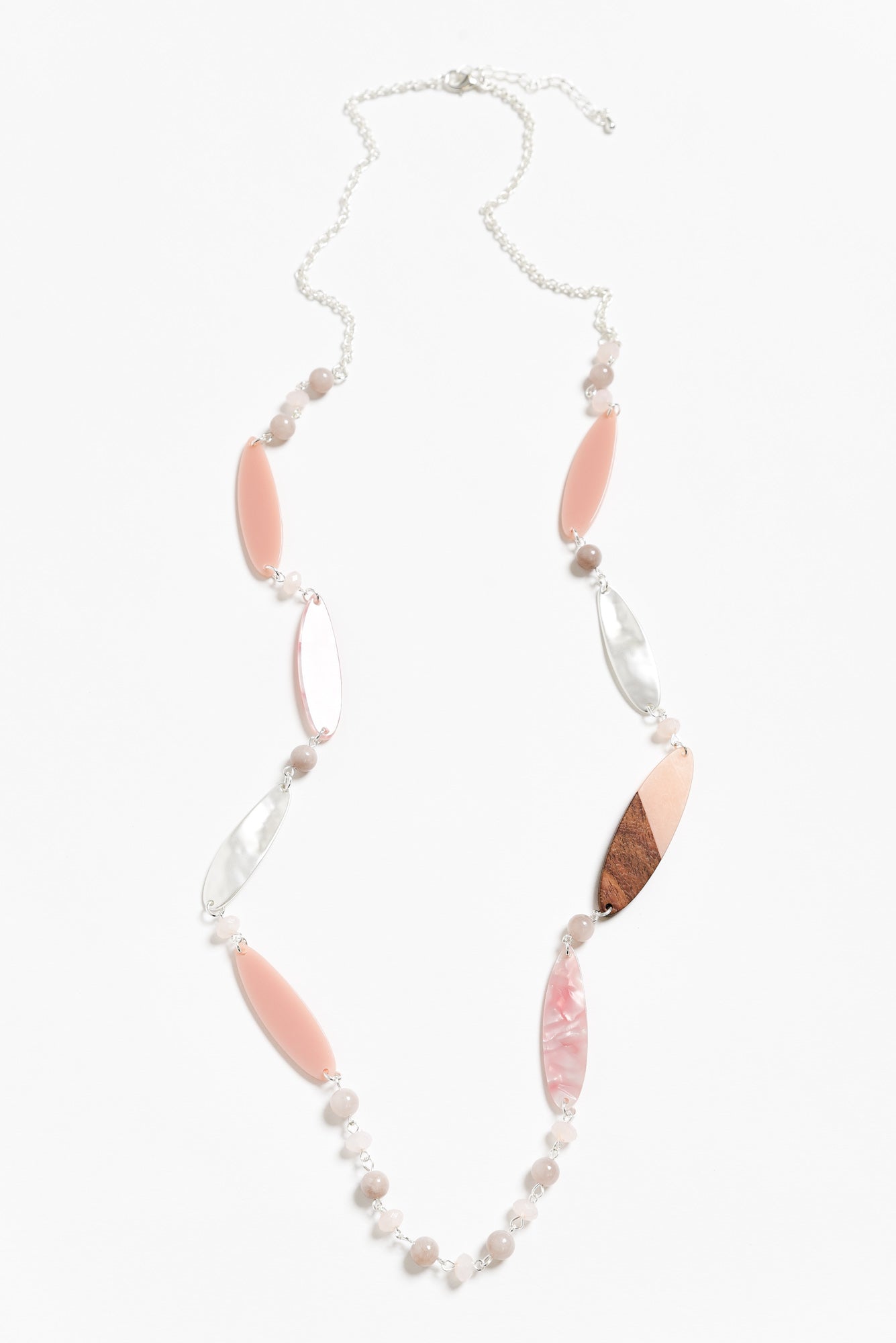 Aal Pink Beaded Leaf Necklace