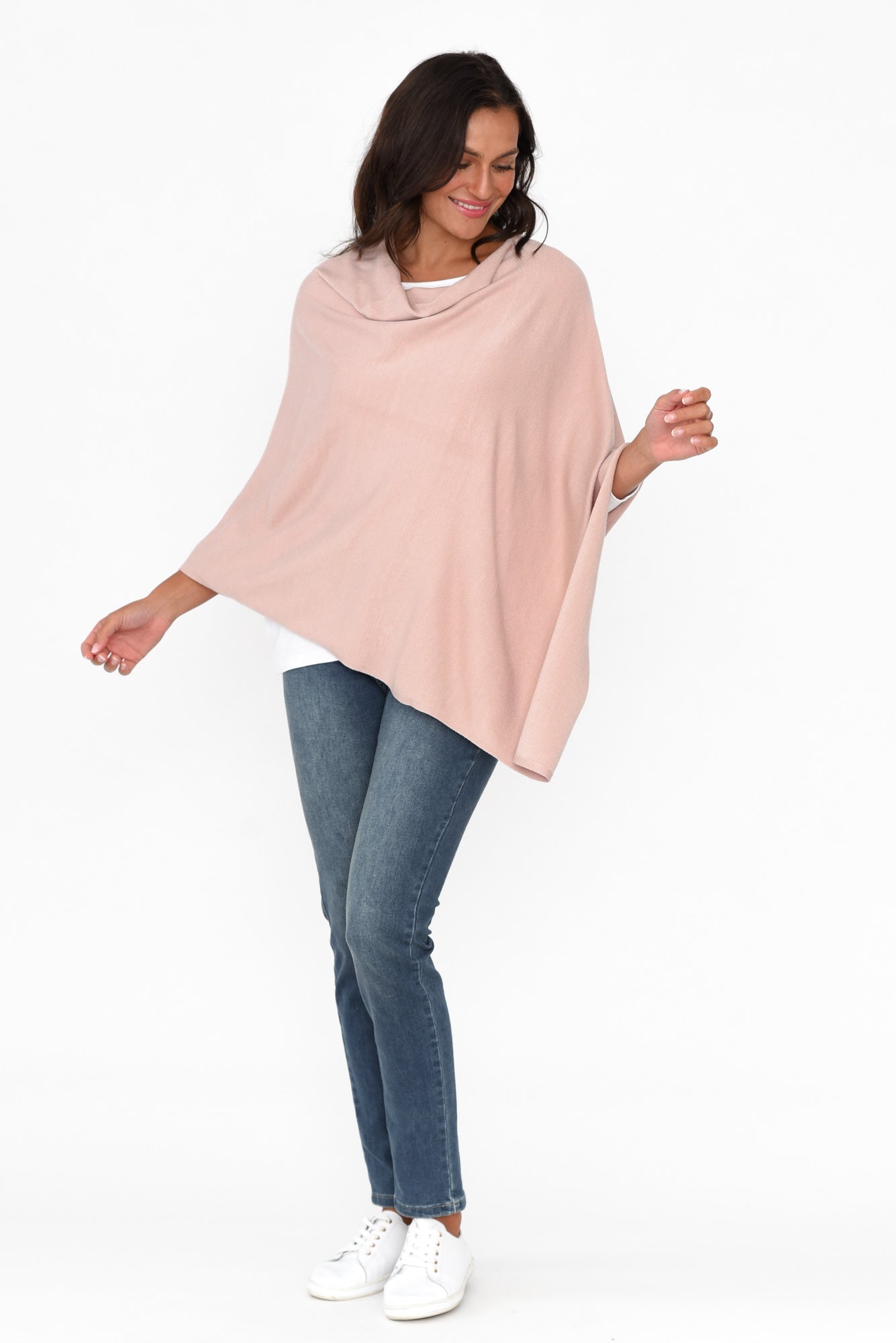 Amy Light Pink Wool Blend Poncho