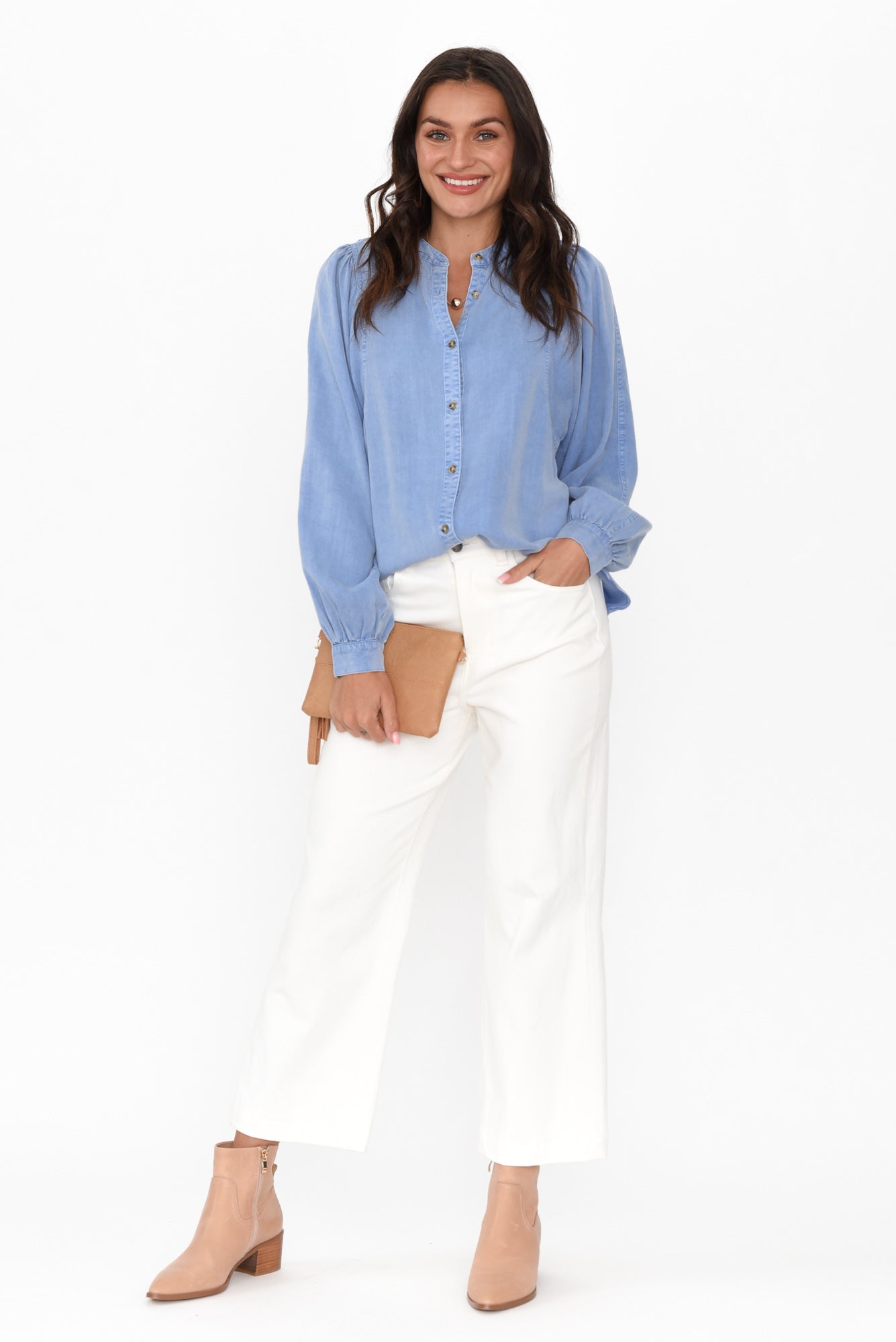 Bailey Cerulean Blue Lyocell Blend Blouse