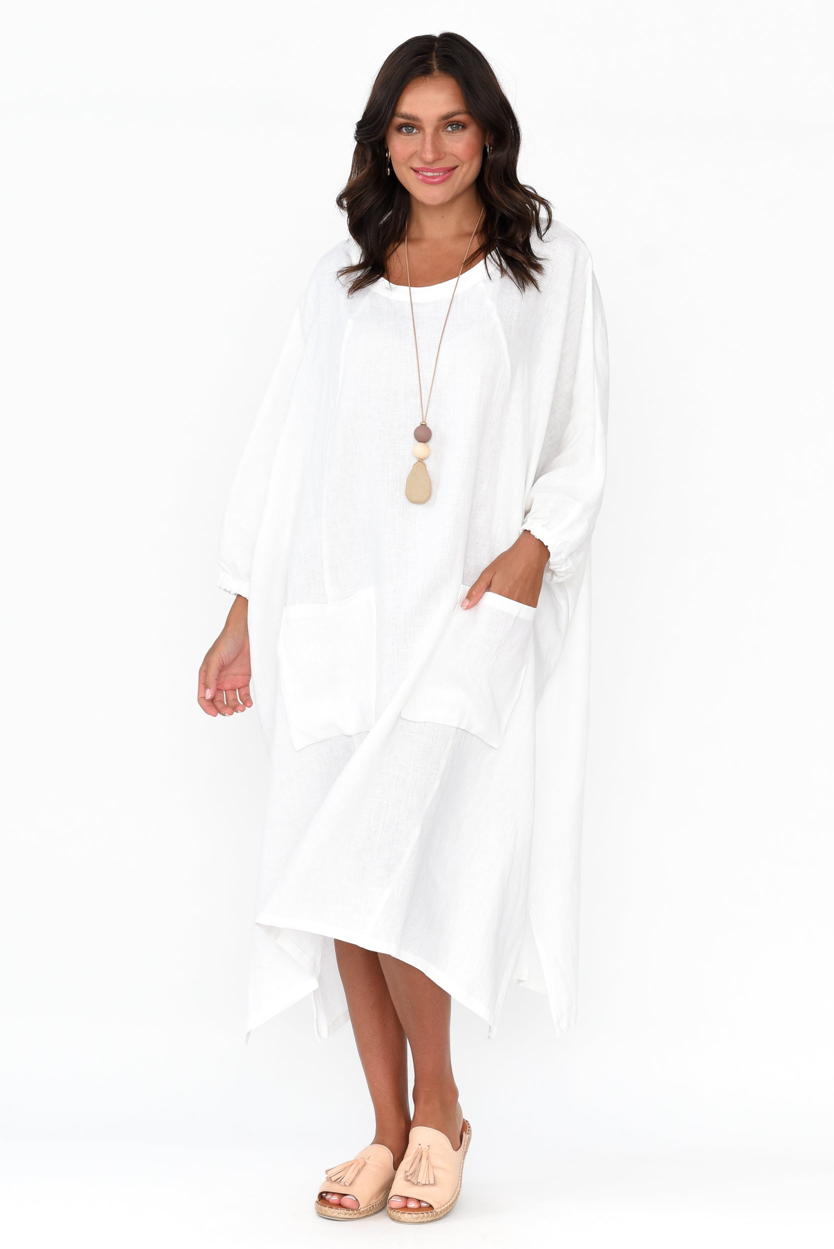 Bradshaw White Linen Pocket Dress