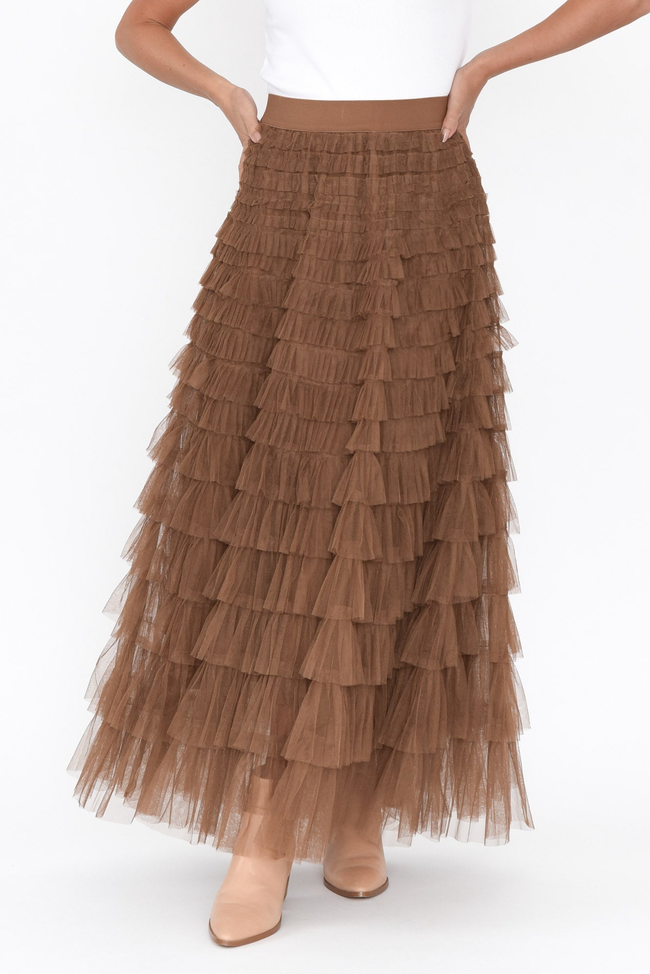 Chance Brown Tulle Maxi Skirt