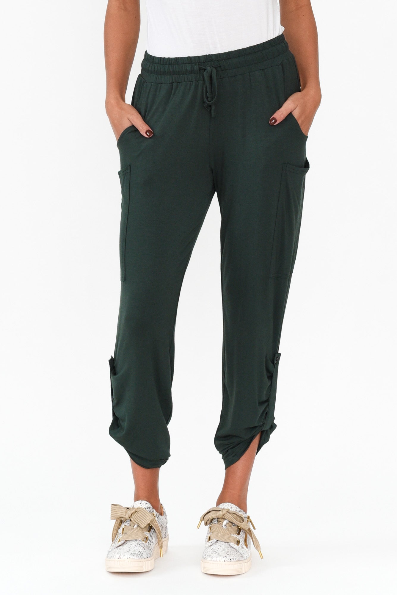 Dark Green Bamboo Pocket Pants