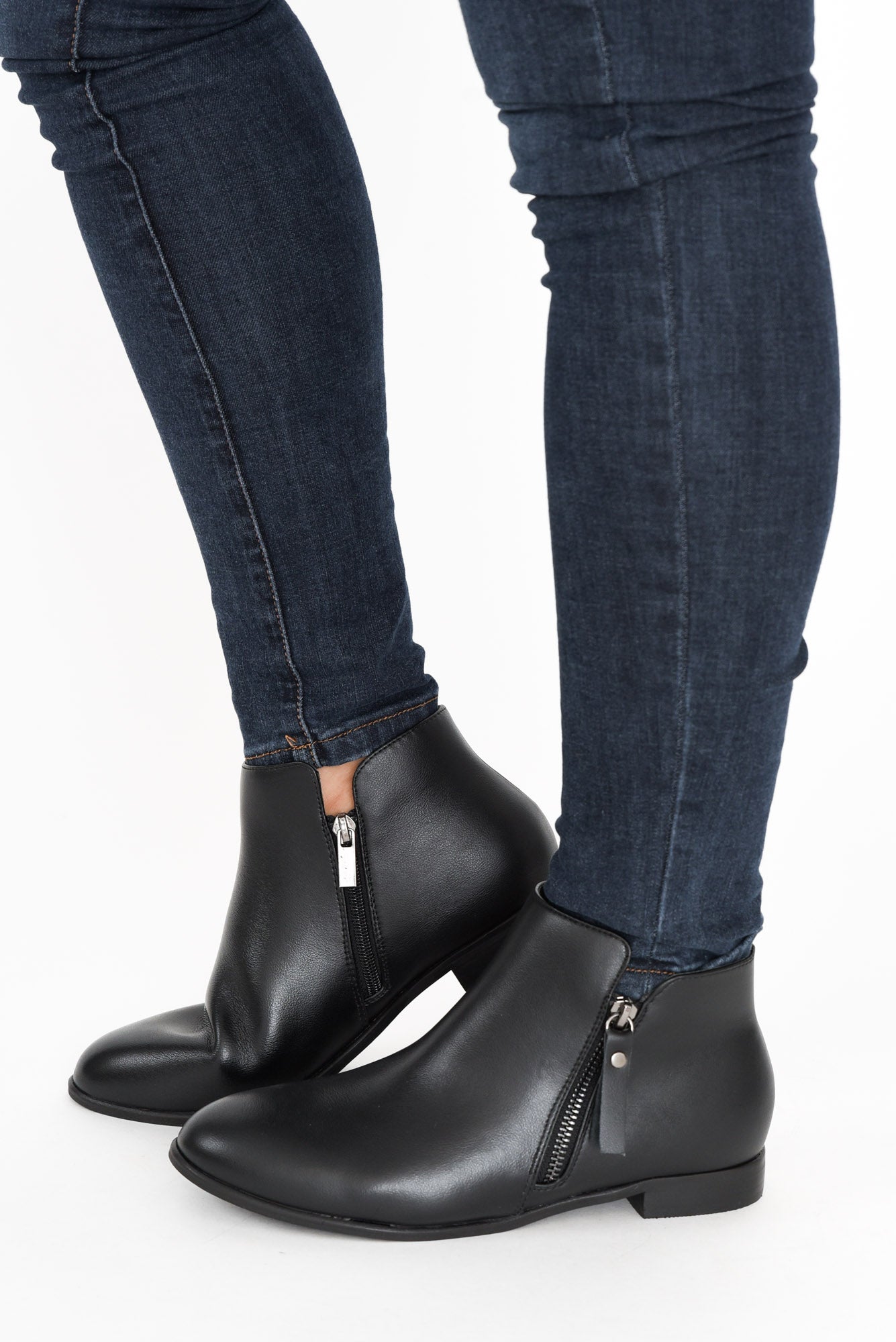 Detour Black Leather Zip Boot