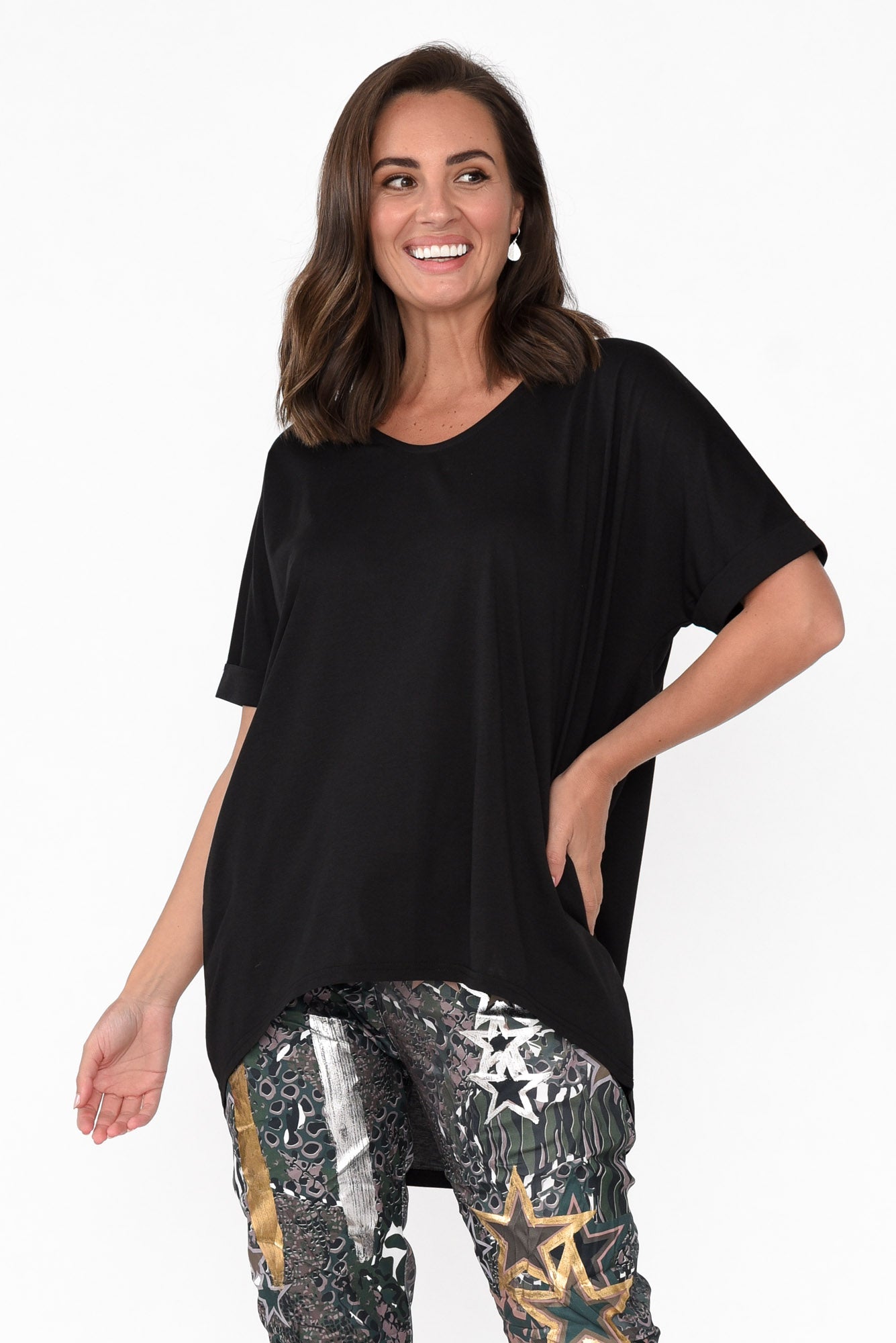 Emiko Black Drape Top