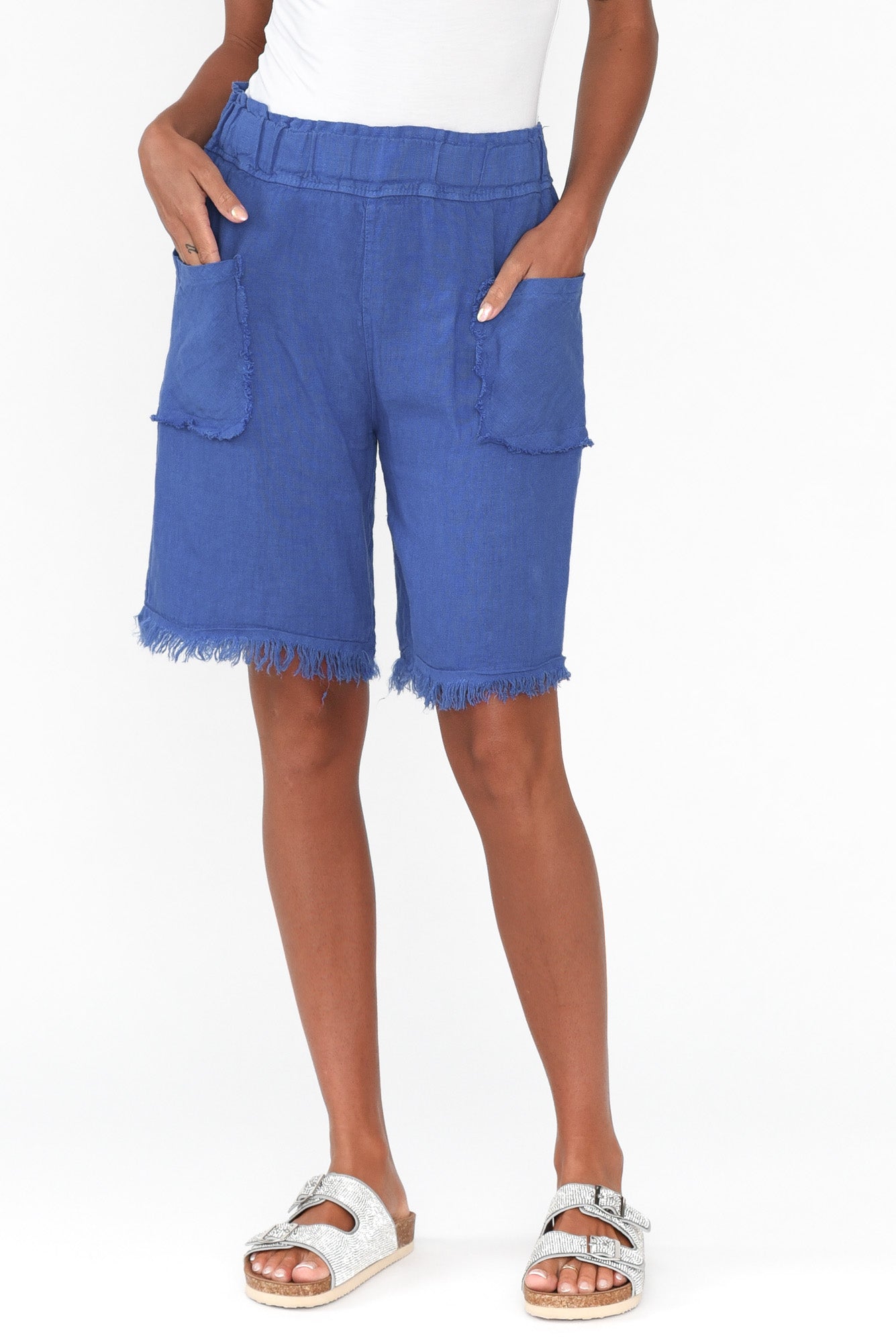 Fraser Blue Linen Shorts