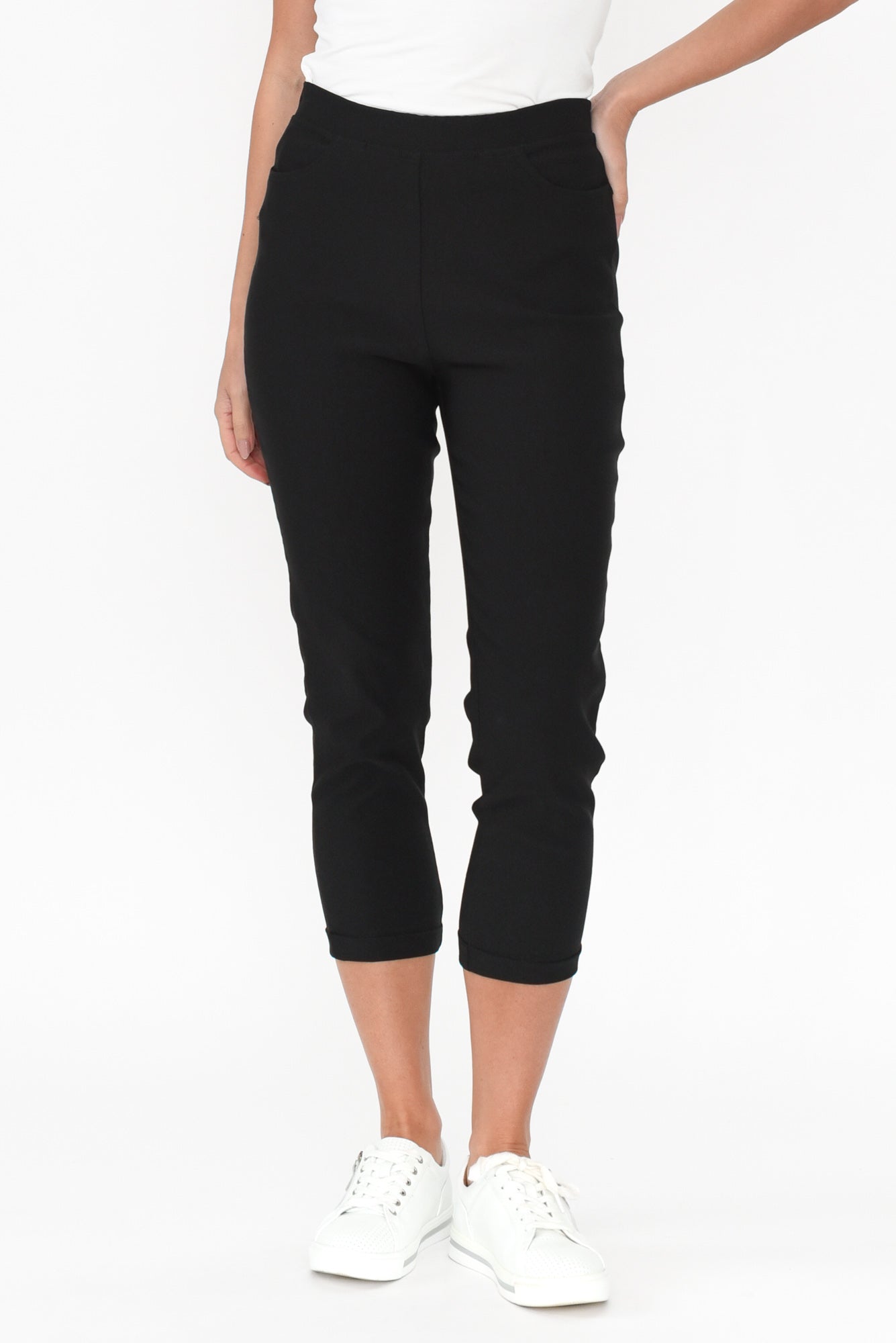 Jensen Black Cotton Stretch Pants