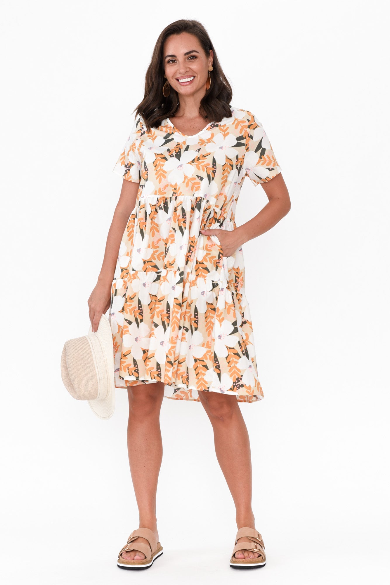 Kienna White Blossom Cotton Poplin Dress