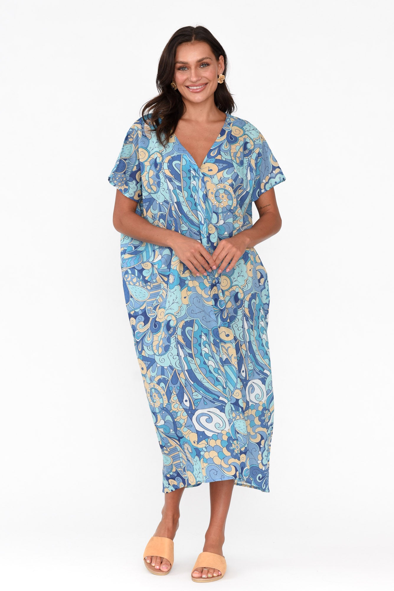 Lakyn Blue Paisley Cotton Kaftan