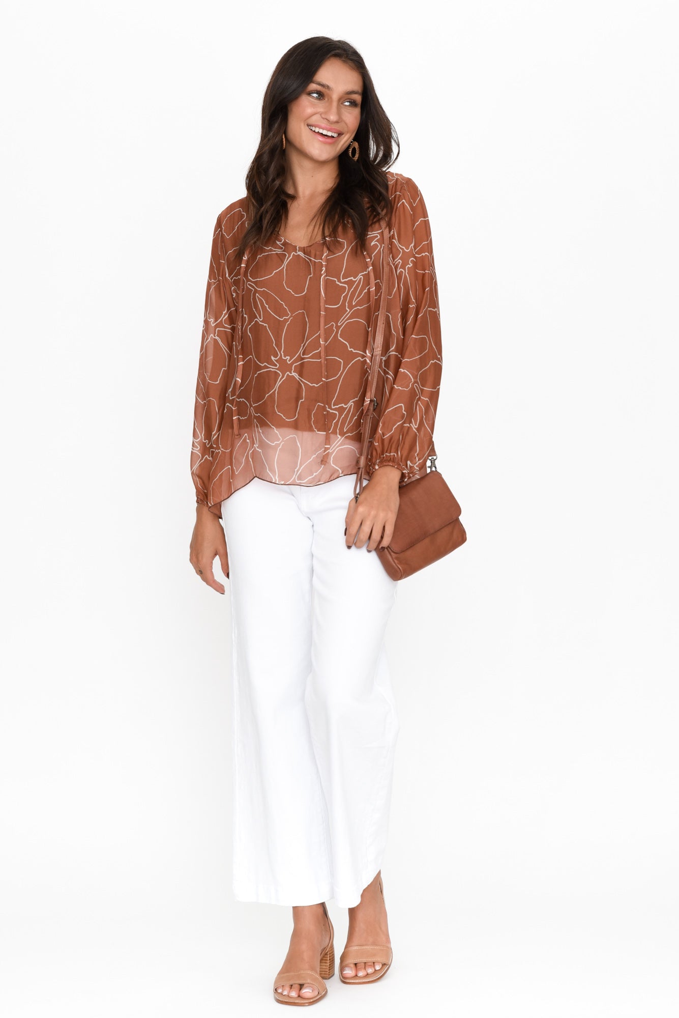 Lavie Rust Bloom Silk Tie Top