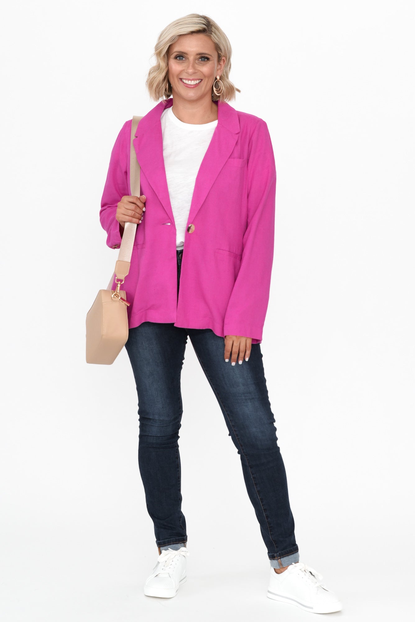 Lisset Hot Pink Linen Blend Blazer