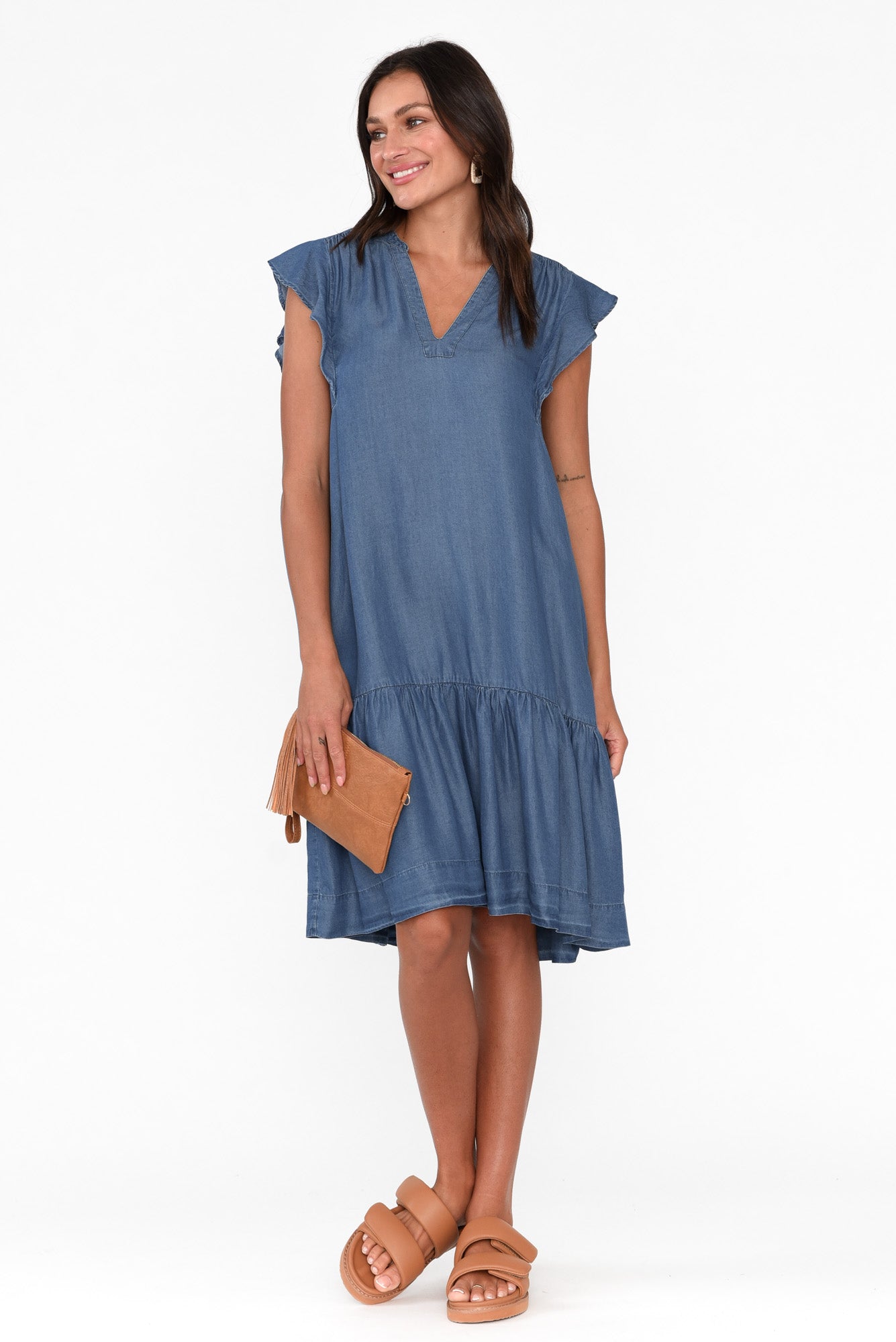 Lorne Blue Denim Tier Dress