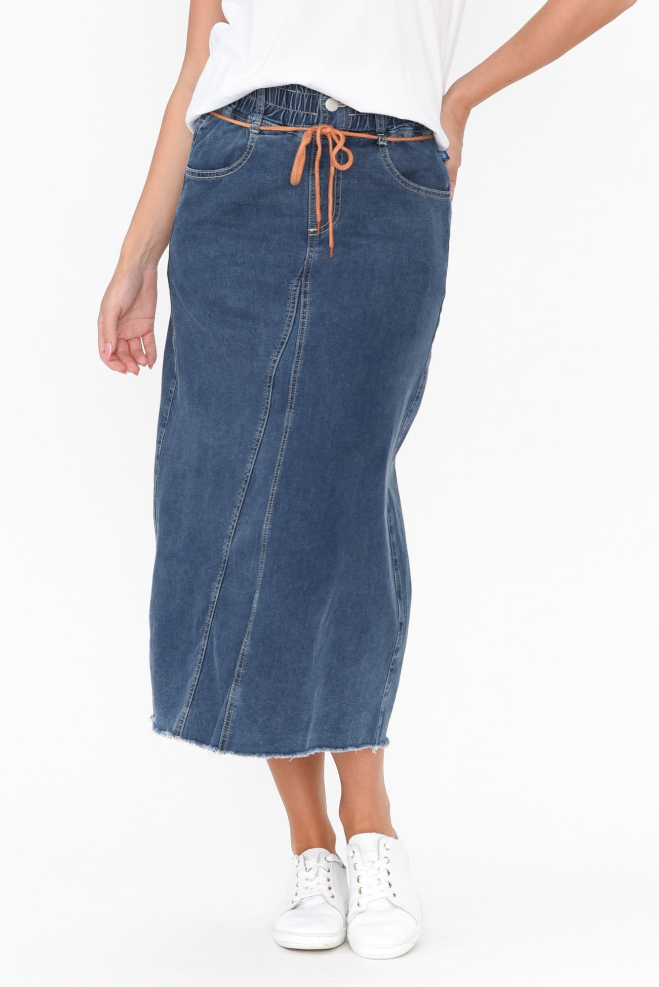 Lusia Dark Blue Denim Tie Skirt