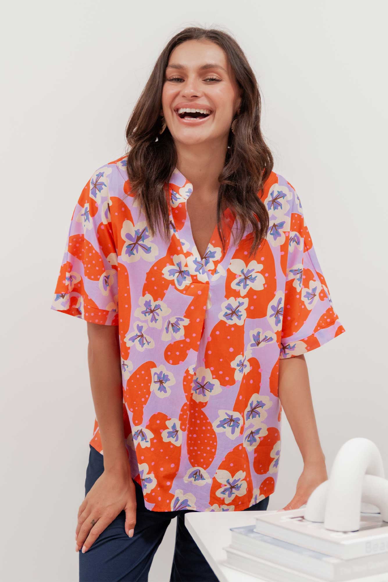 Maiana Orange Blossom Cotton Top