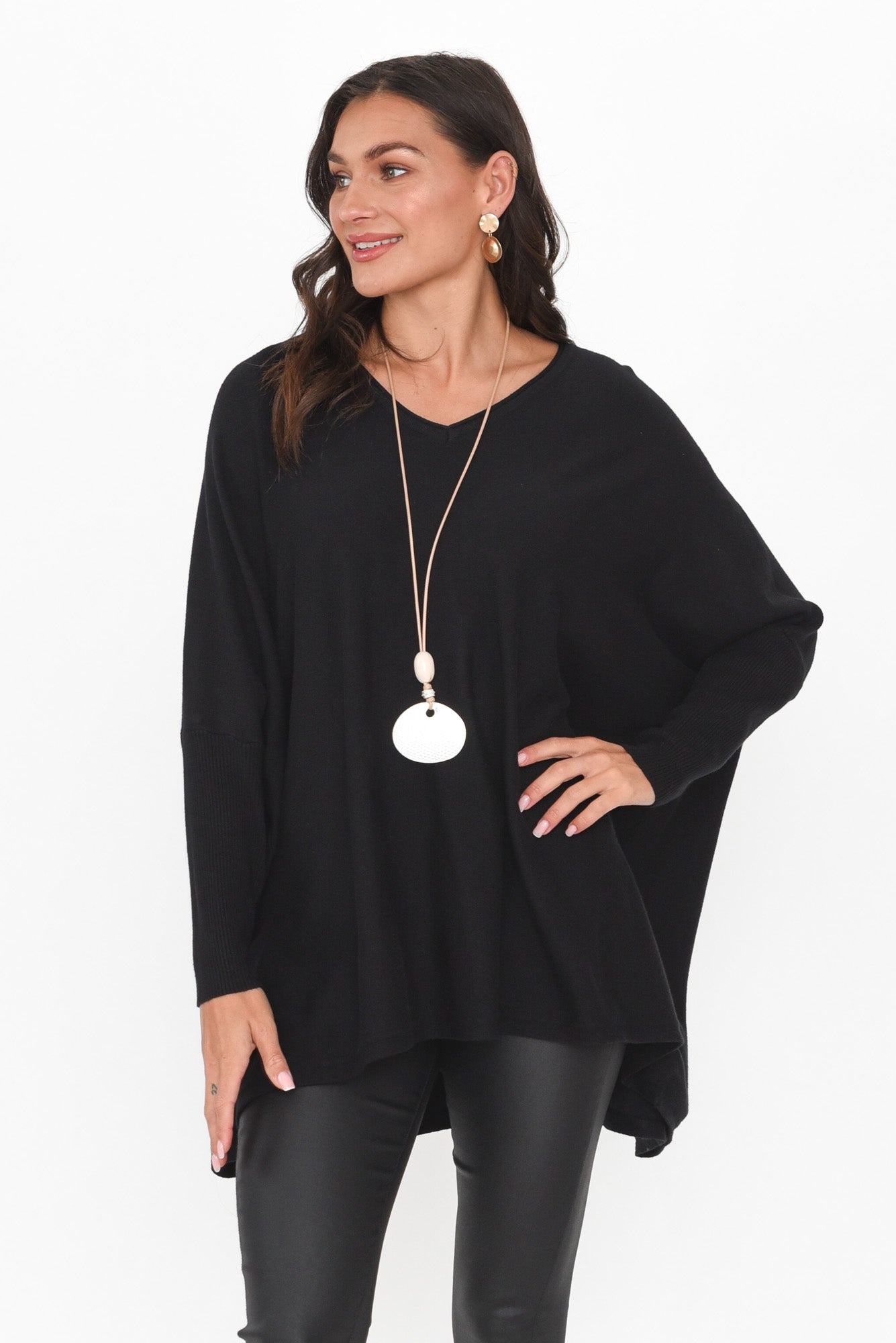 Nastia Black Wool Blend Jumper