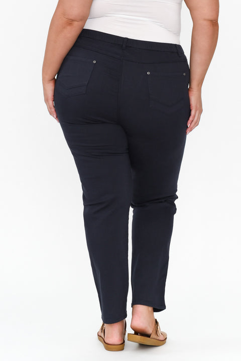 Ezra Black 7/8 Stretch Pants - Blue Bungalow