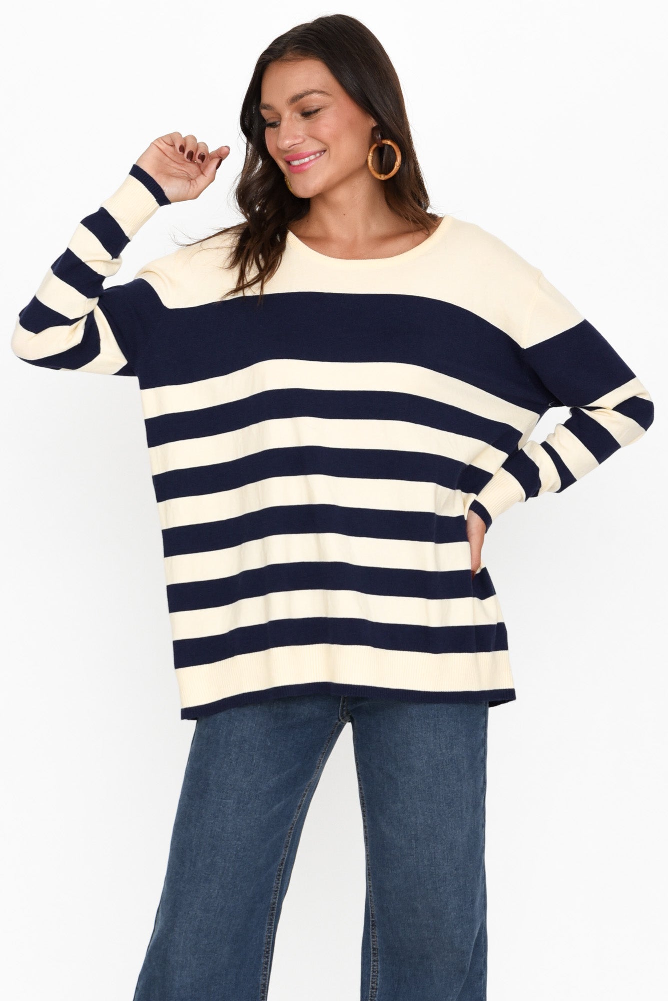 Shonda Navy Stripe Knit Jumper