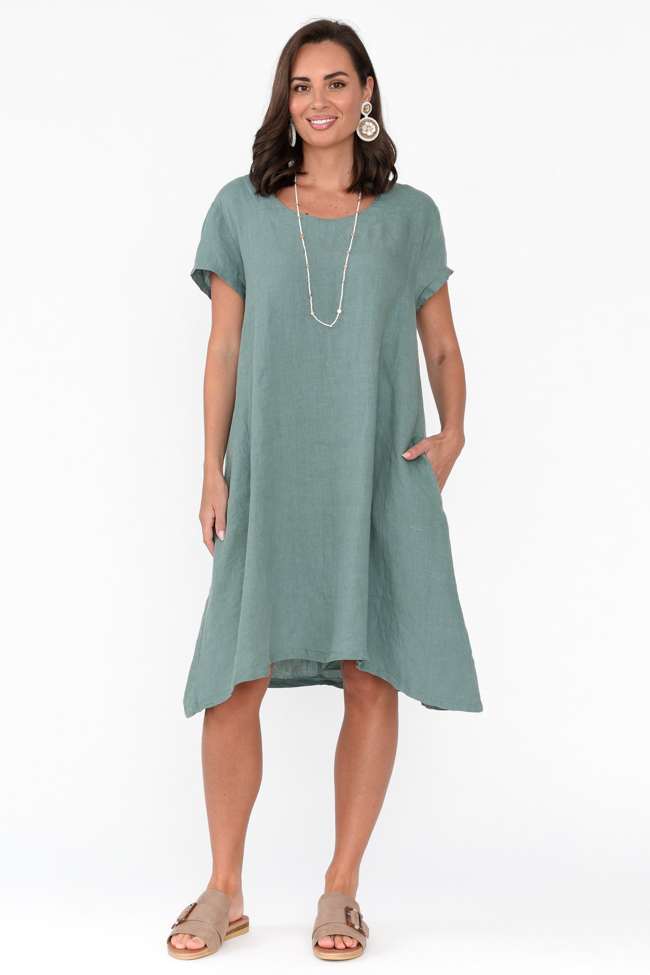 Sonny Sage Linen Swing Dress