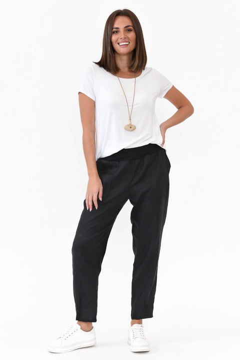 Marta Black Cotton 3/4 Pants - Blue Bungalow