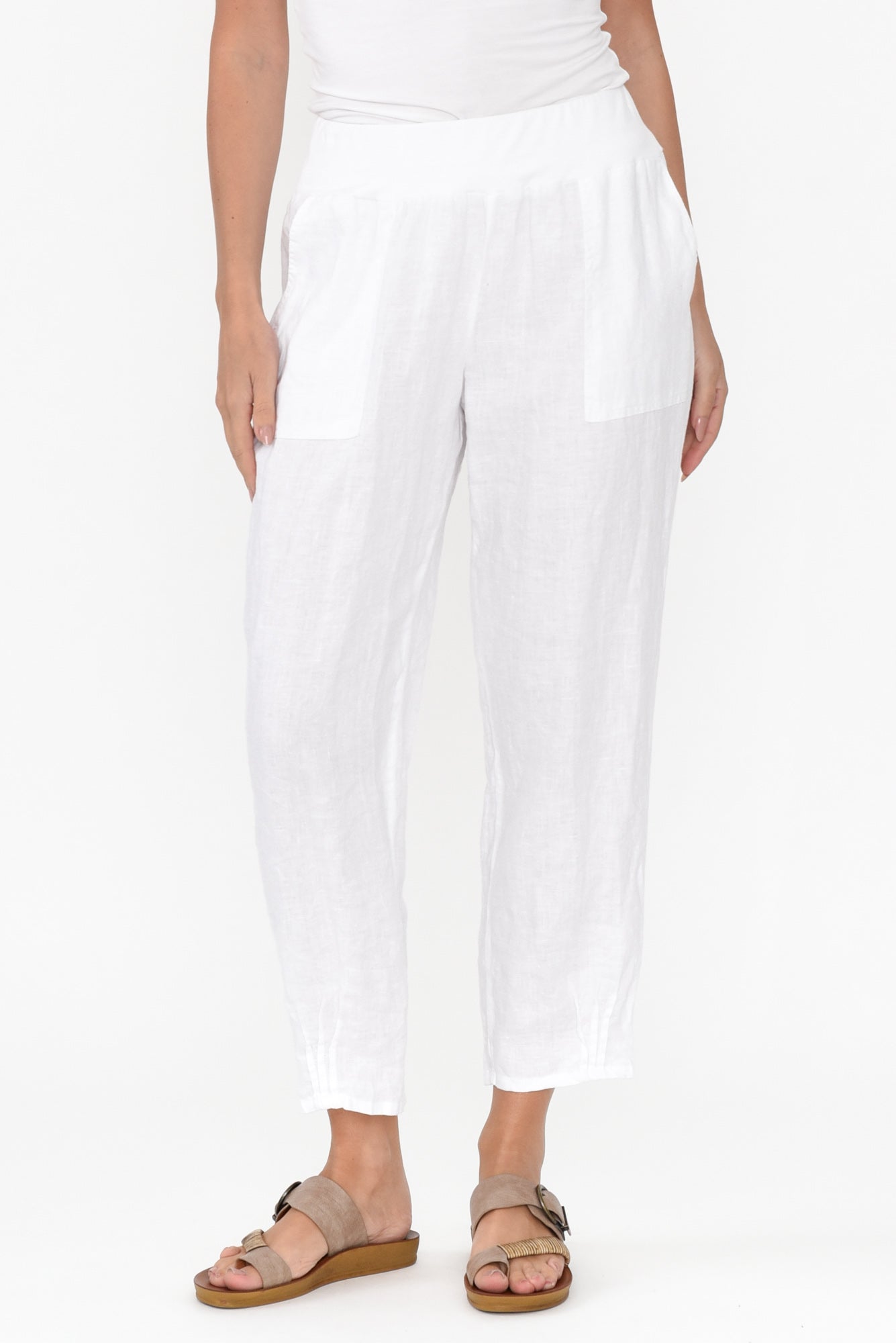 Tatum White Linen Pants